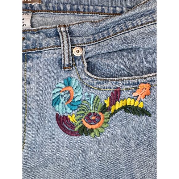 Vintage Z Cavaricci Jeans Embroidered Embellished Flowers light wash Sz 14 - Picture 5 of 8